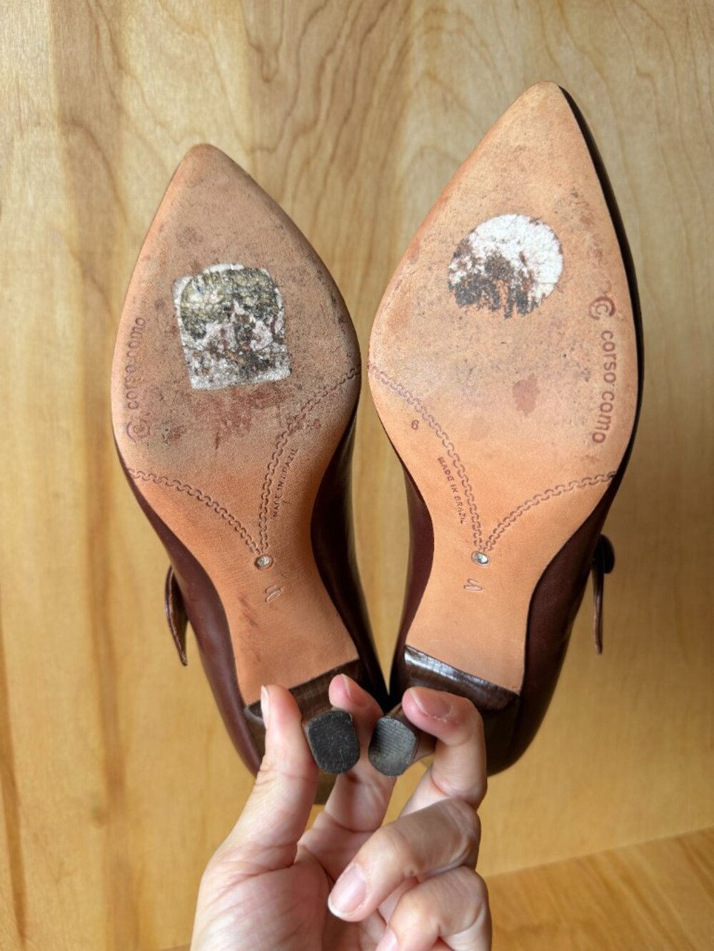 Chocolate Brown Leather Corso Como Heels - Picture 14 of 16